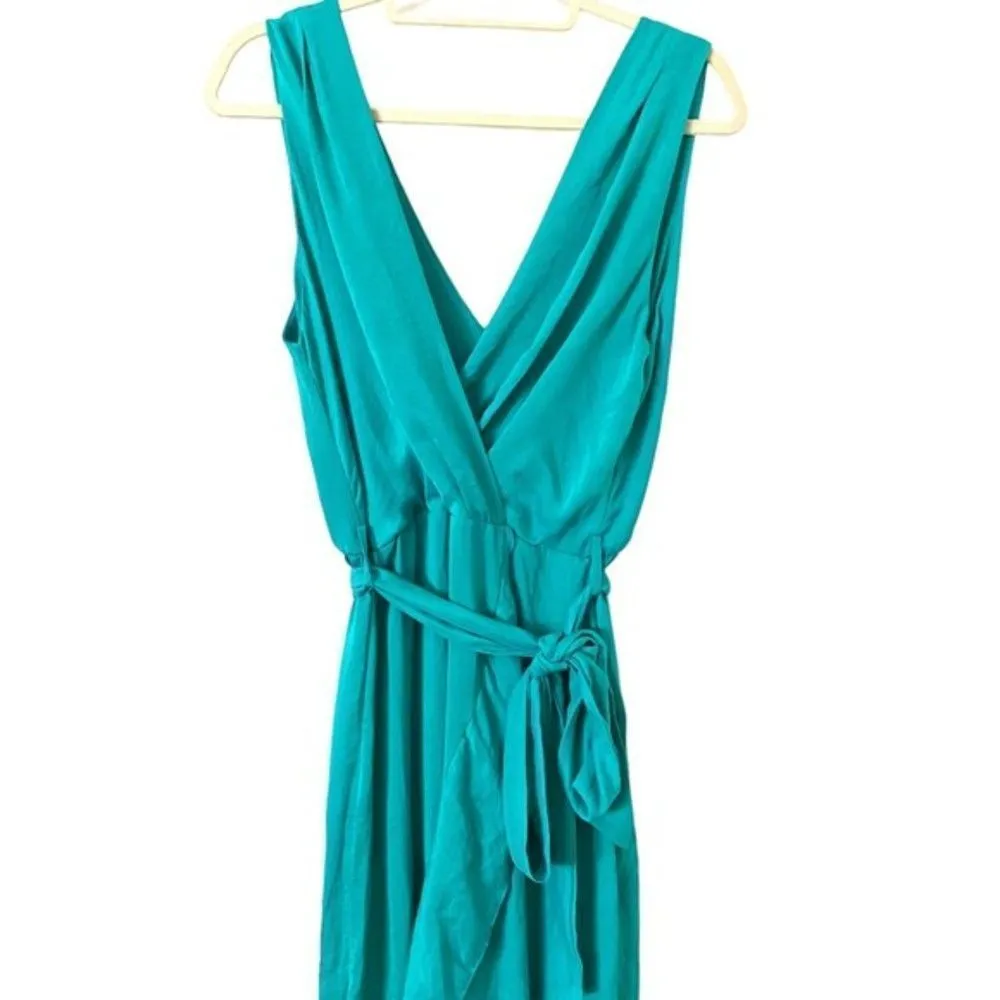 FLOUNCE LONDON Wrap Satin Midaxi Dress‎ Sz 8 Green - Image 3