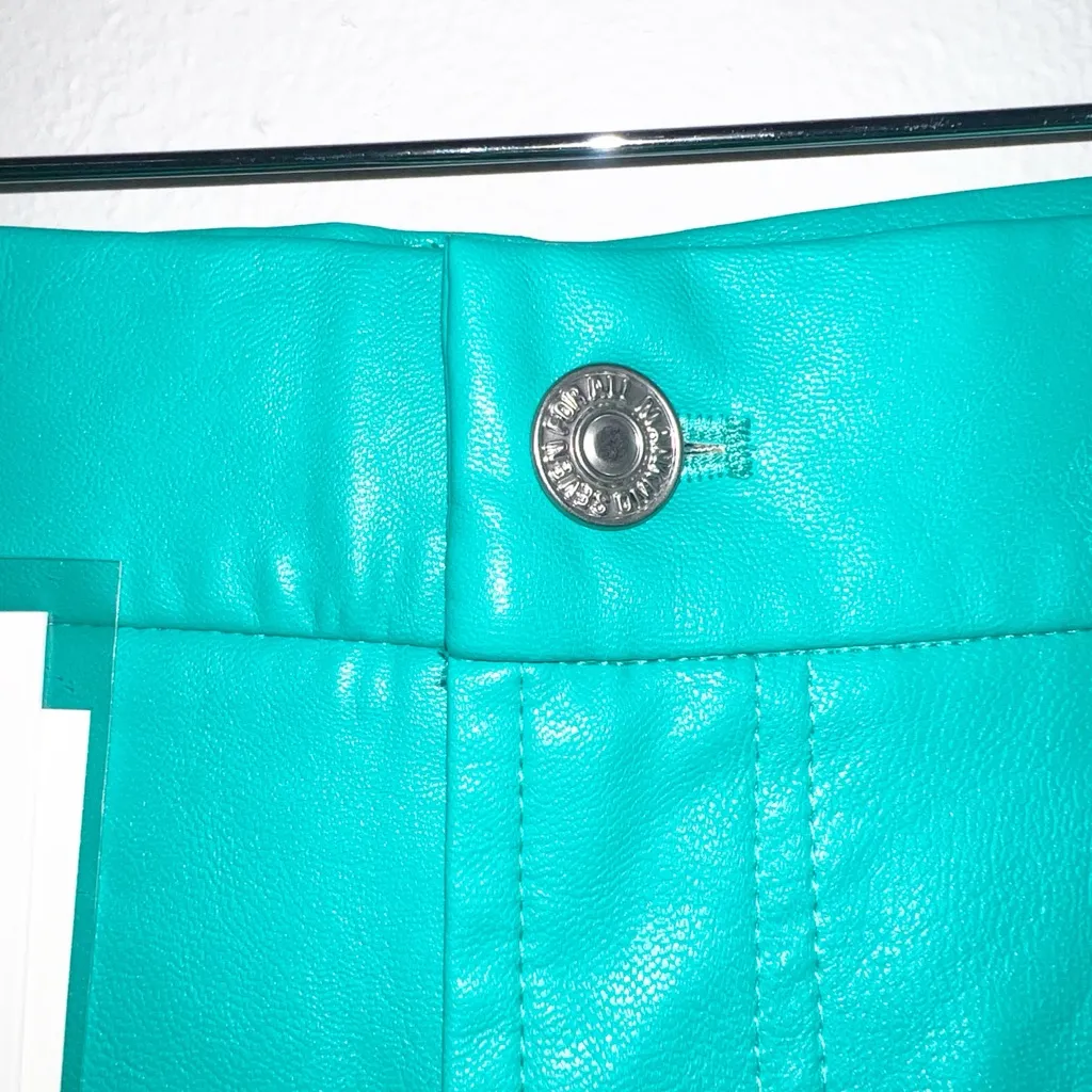 7 for all mankind teal pleather high rise shorts new - Image 5