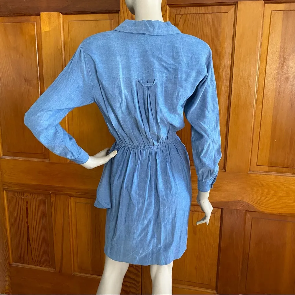 Vintage 90s Carole Little Chambray Wrap Dress XS/S - Image 5