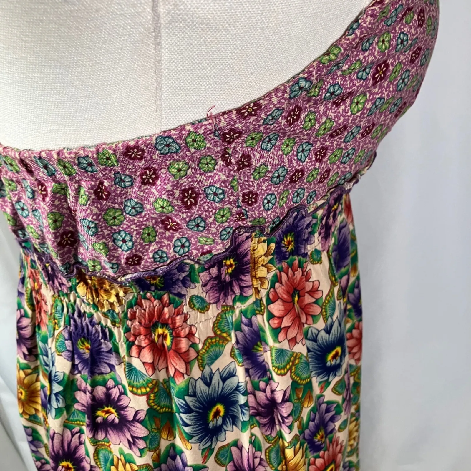 Lucky Brand Floral Maxi Dress Halter Neck‎ Boho Festival Size XS Y2K - Image 11