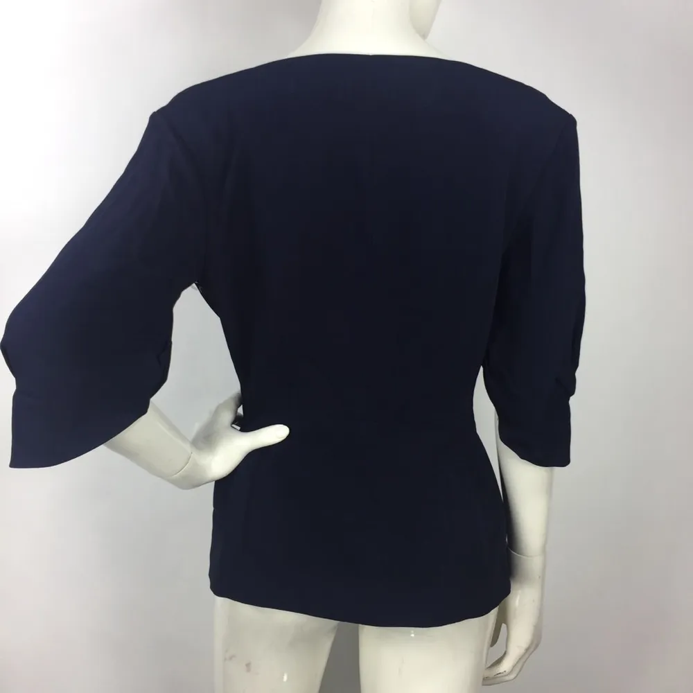 Lewit Cutout Collarless Lapel Blazer Navy Size 6 - Image 10