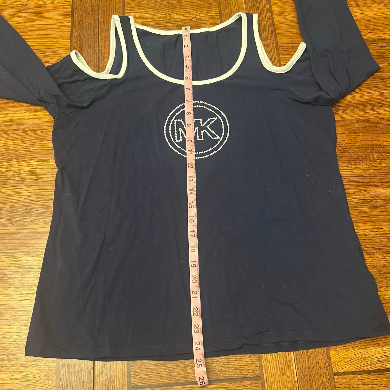 MK Michael Kors Cold Shoulder Long Sleeve Shirt Bling Studded Top XL - Image 11