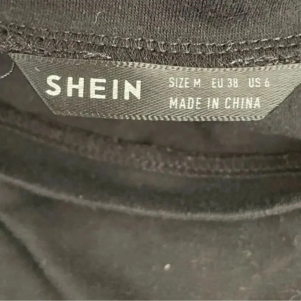 Shein Future is In Your Hands Black Cropped Boxy Short Sleeves Womens TShirt M - Image 4