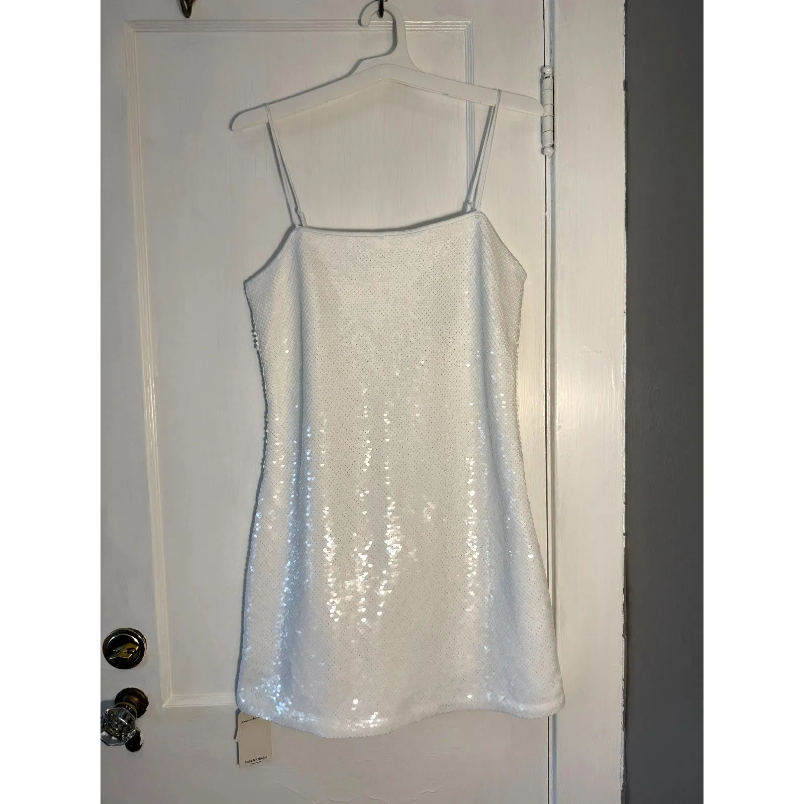 Abercrombie and Fitch White Sequin Mini Dress Size M TALL - Image 2