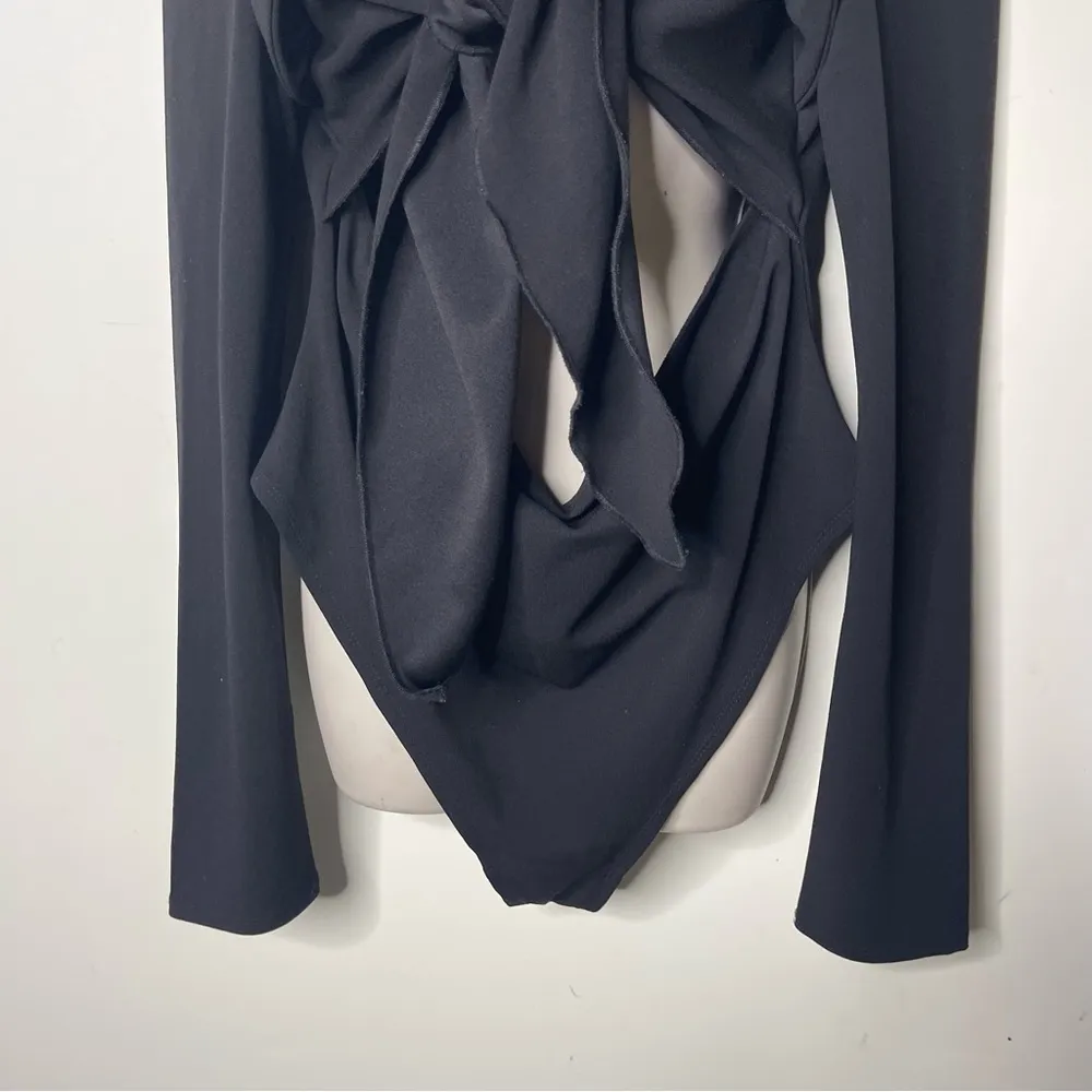 Lovers + Friends Black TIE FRONT BODYSUIT sz XL - Image 4