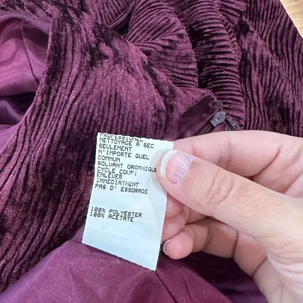 Jessica McClintock Dress Womens Burgundy Velvet Burnout Maxi Cocktail Party 10 - Image 6