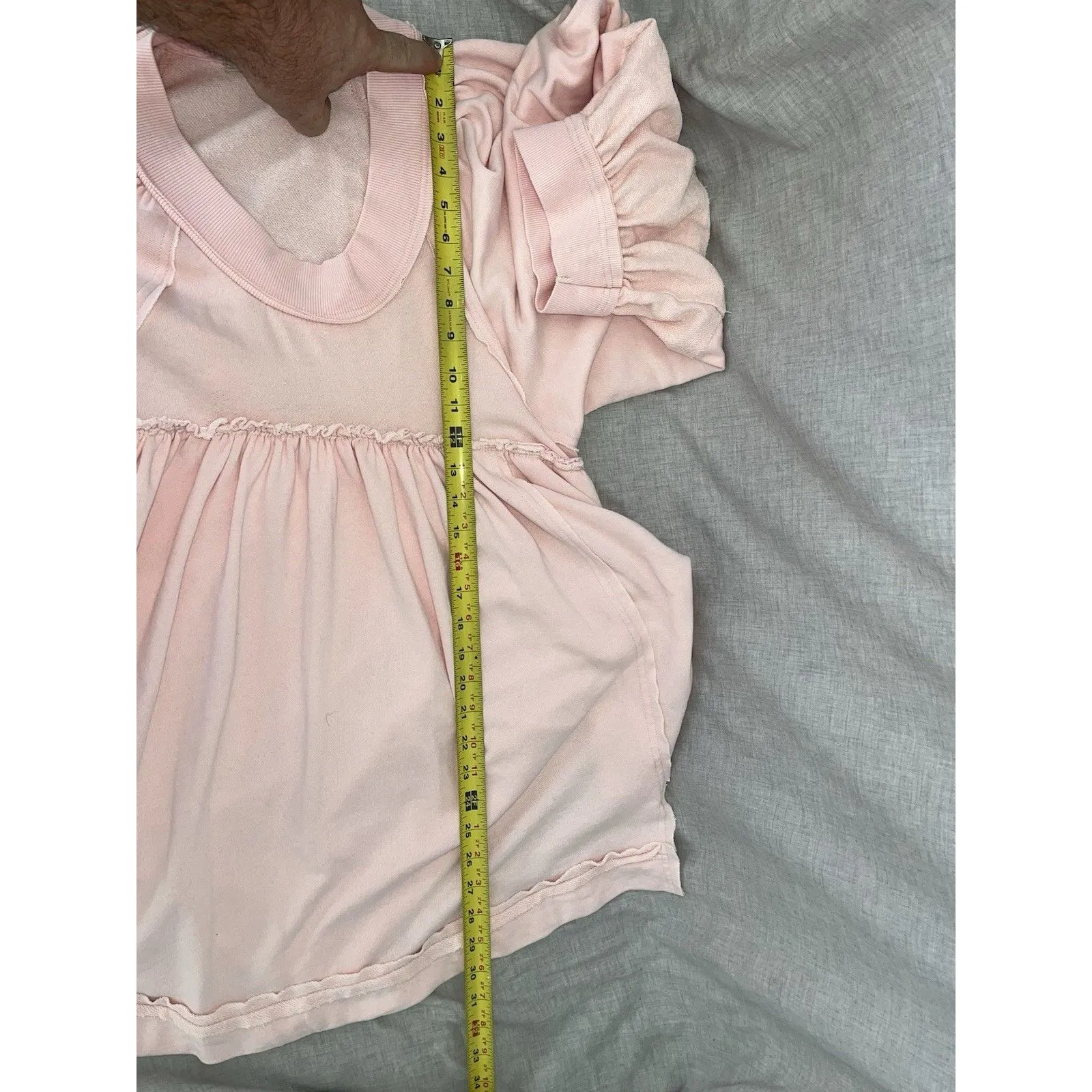 Chelsea & Violet Blush Frayed French Terry Oversized Babydoll boho Dress S - Image 6