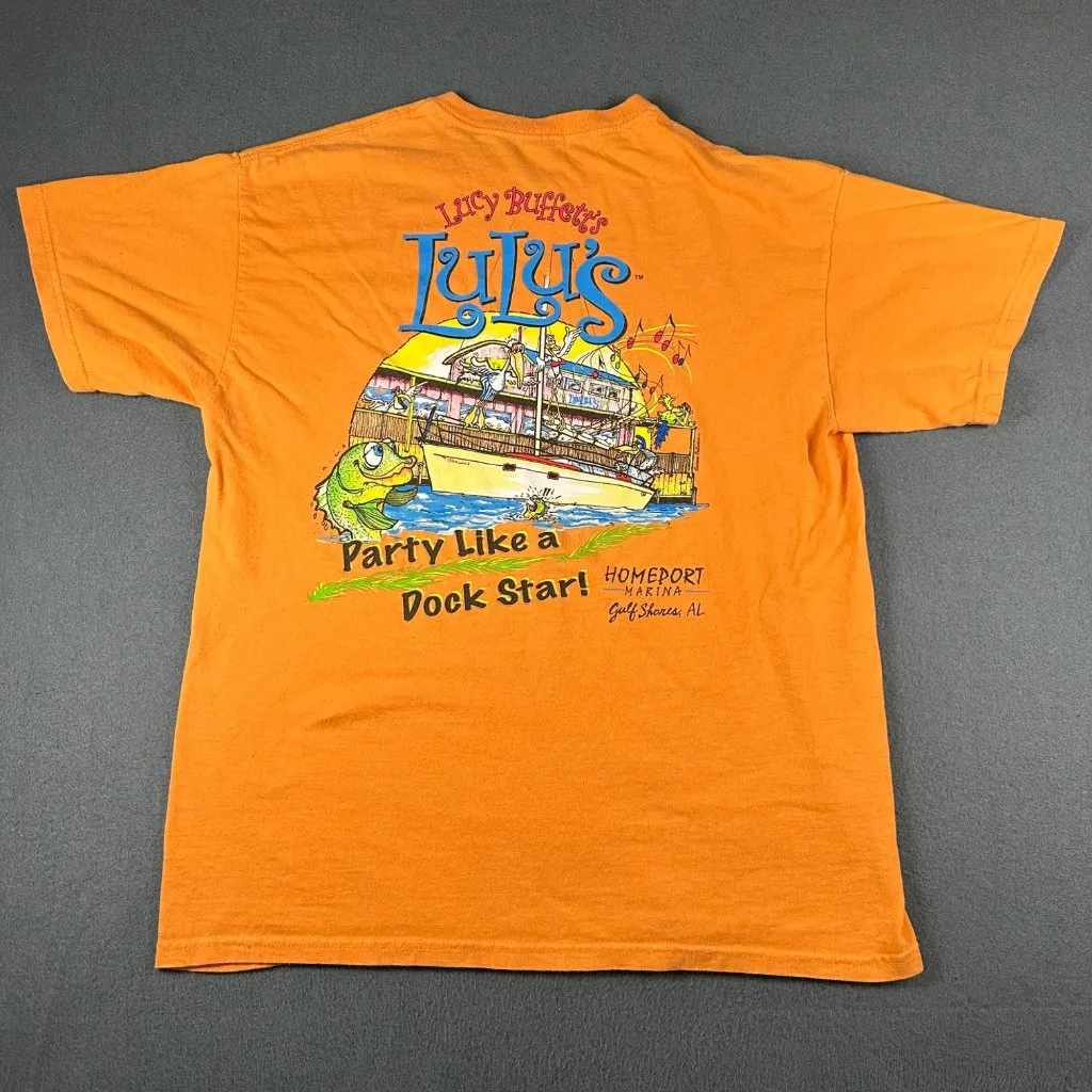 Lulu's Gulf Shores AL Large Gildan Orange Short‎ Sleeve Crew Neck Graphic Tee - Image 7