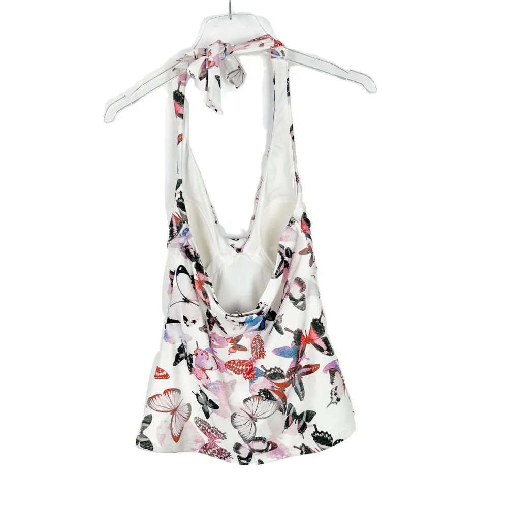 NWT DKNY Butterfly Printed Twist-Front Halter Tankini Swim Top Size XS A1510 - Image 6