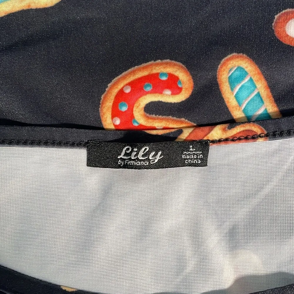 Holiday Christmas cookie gingerbread man candy cane tree festive shift dress Black Size L - Image 3