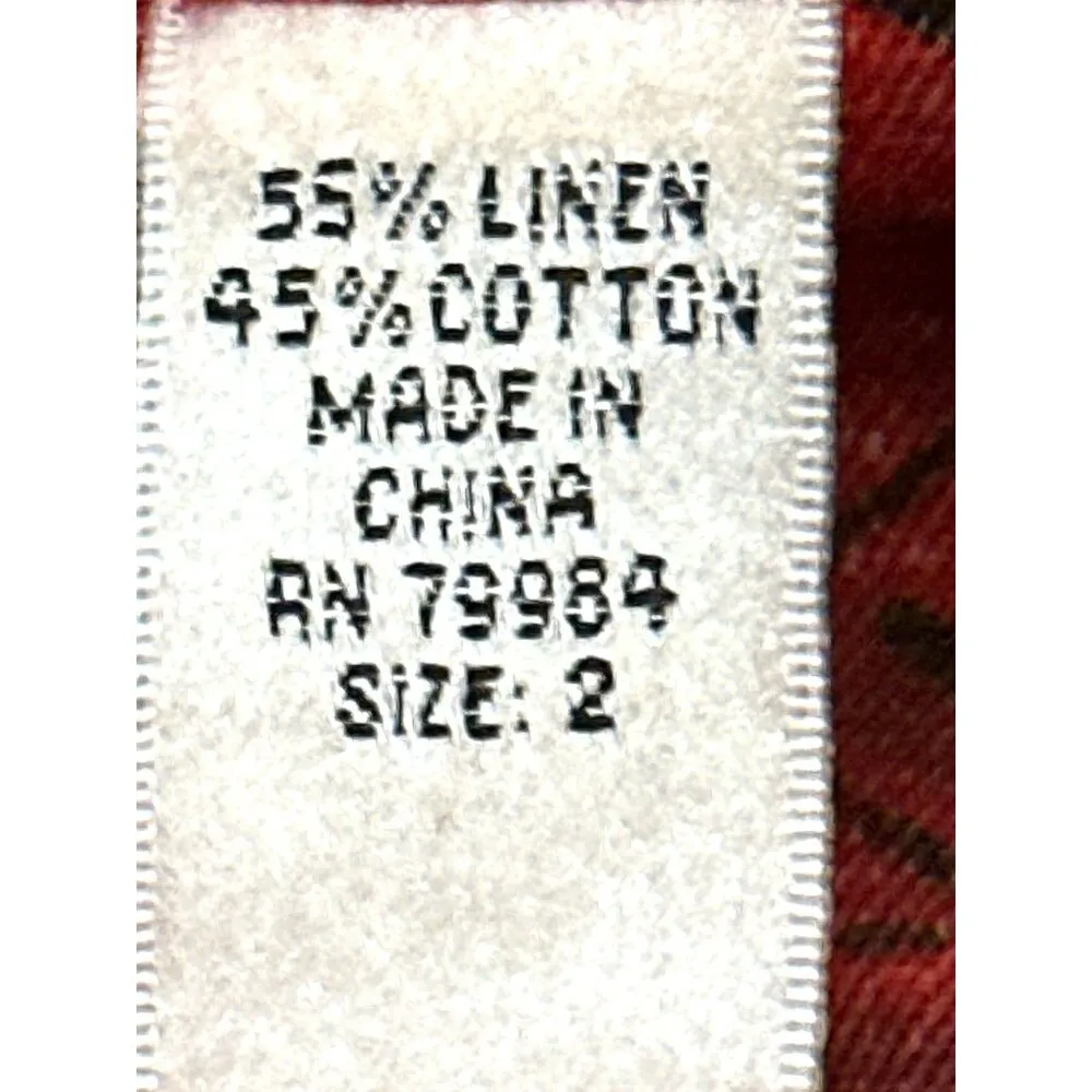 Chicos Design Vintage Bold Red Fabric Abstract Black Tribal Style Pattern Size 2 - Image 6