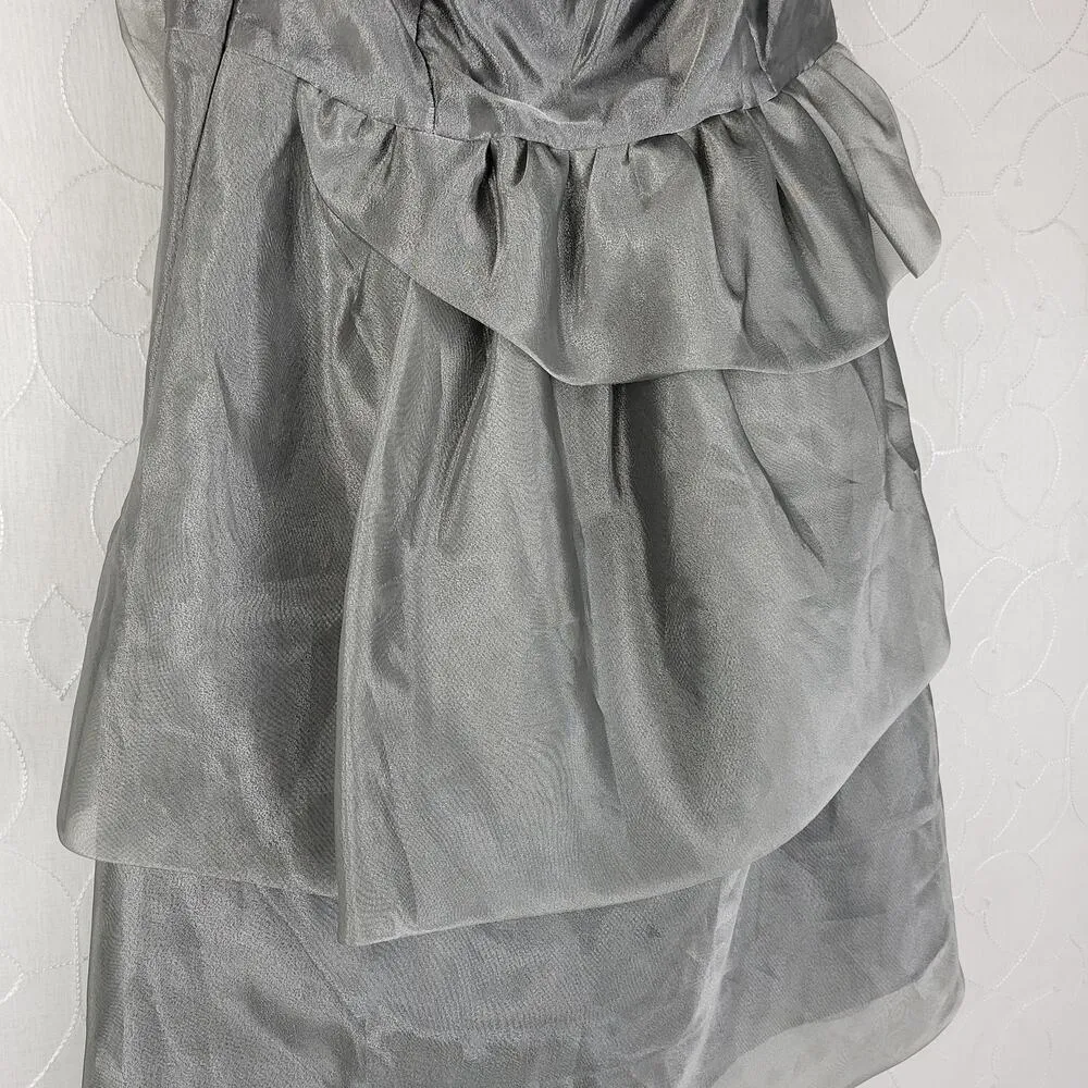 The Limited Event Women's Dress 6 Silver Strapless Organza Party Prom Cocktail - Image 8