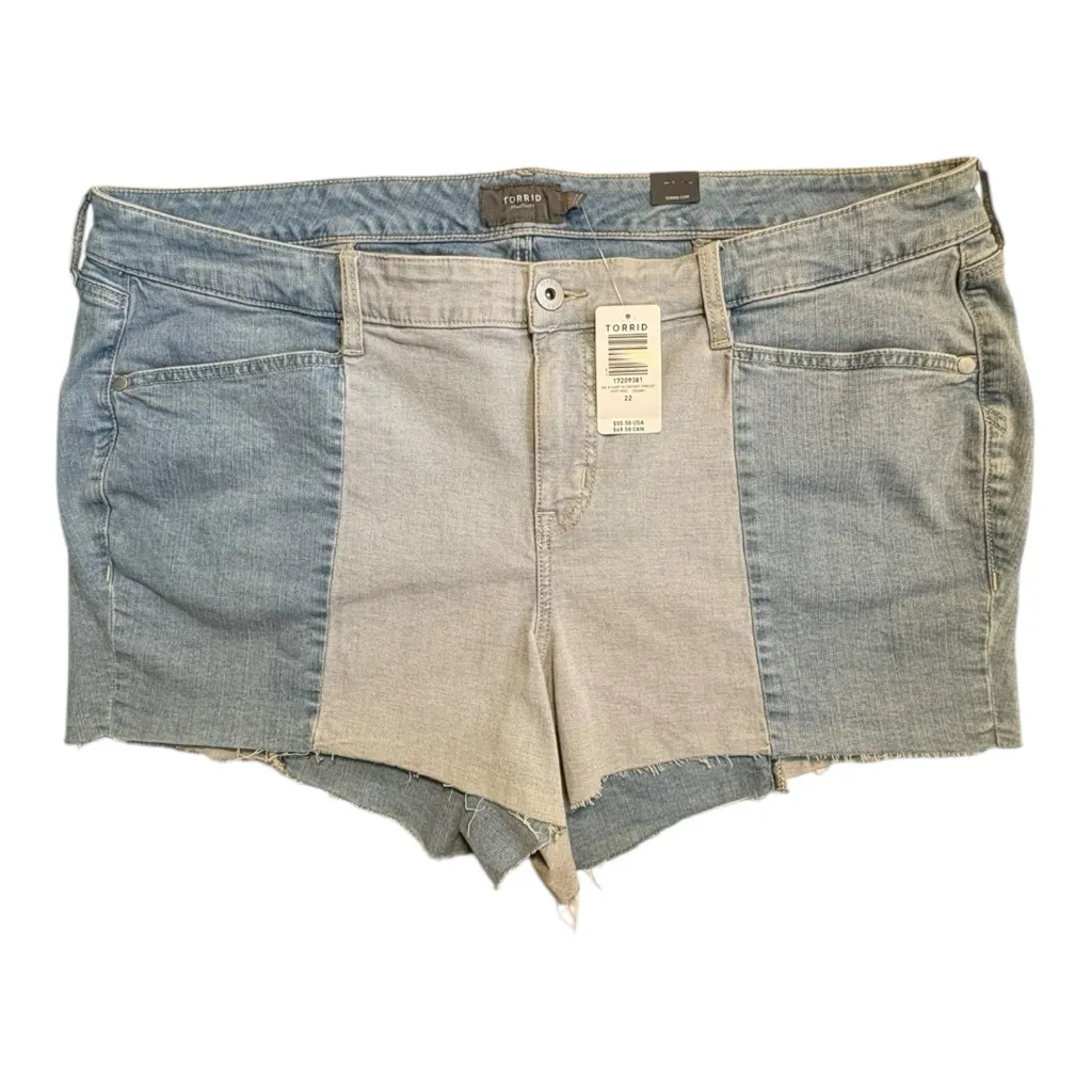 TORRID Jean Shorts Womens Plus 22 Patchwork Denim Streetwear Festival Casual NWT - Image 2