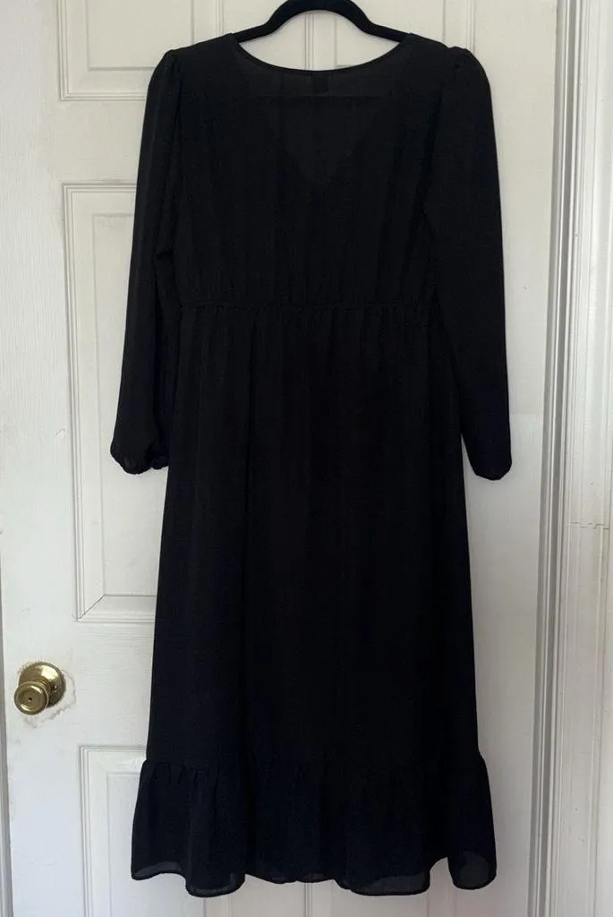 Old Navy Waist Defined Wrap Front Georgette Midi Dress - Image 3