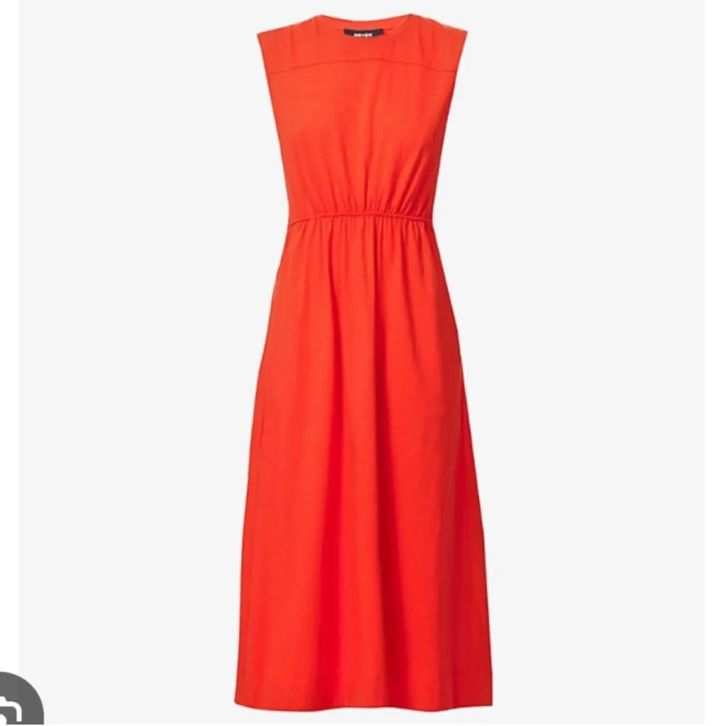 ME+EM Sleeveless Tie Back Organic Cotton Midi Dress Orange with pockets 8 Red - Image 5