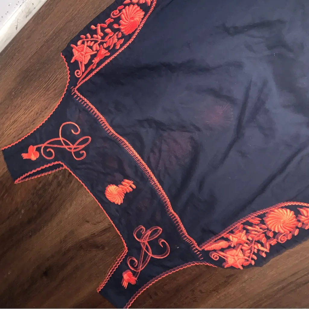 tory burch amira dress navy red embroidered $425 XL NWOT fall casual party boho - Image 8