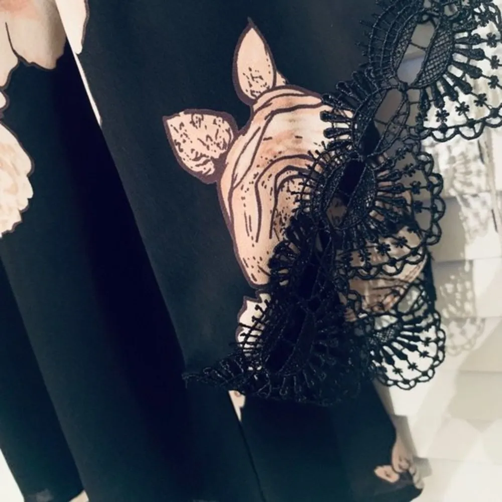 Astr The Label Black Floral Flowy Embellished Embroidered V Neck Dress Size L - Image 15