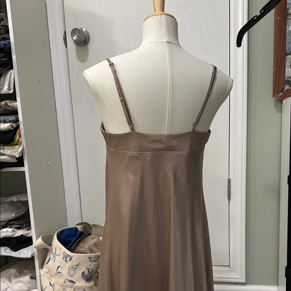 NWT A&F: Women's 90s Satin Slip Mini Dress in Light Brown XXSP - Image 5