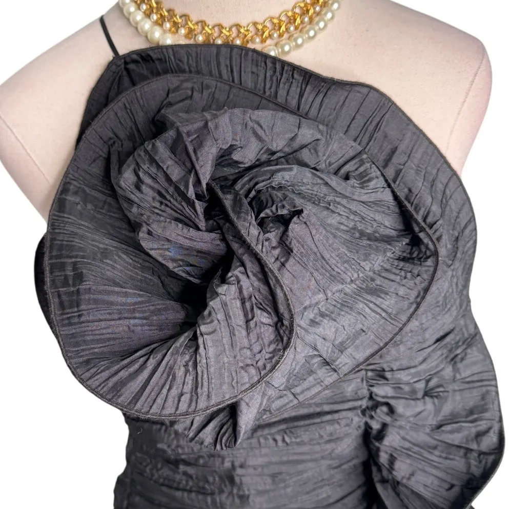 LoveShackFancy ​Brenaya Ruffle Flower Mini Bodycon Dress black size 4 - Image 8