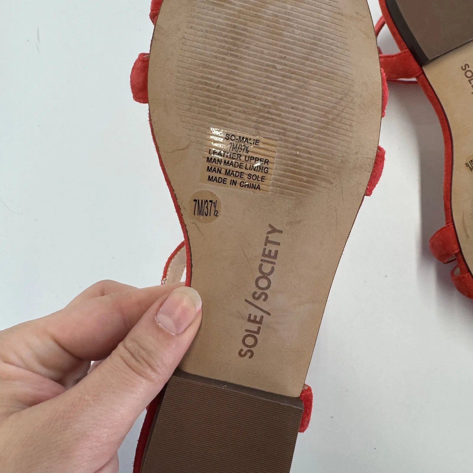 Sole Society Sandals Womens 7 Red Orange‎ Malie Suede Leather - Image 8