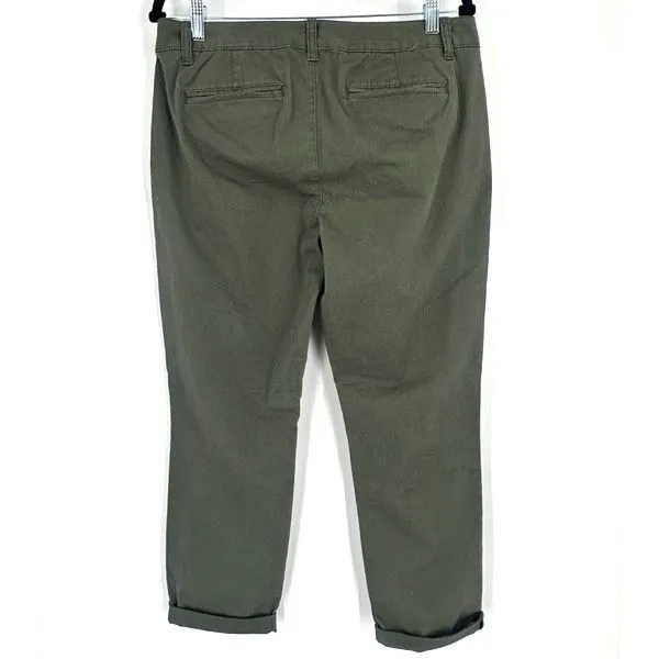 A.n.a NWT Women’s Chino Crop Military Green Flat Front‎ Pants Size 8 - Image 3