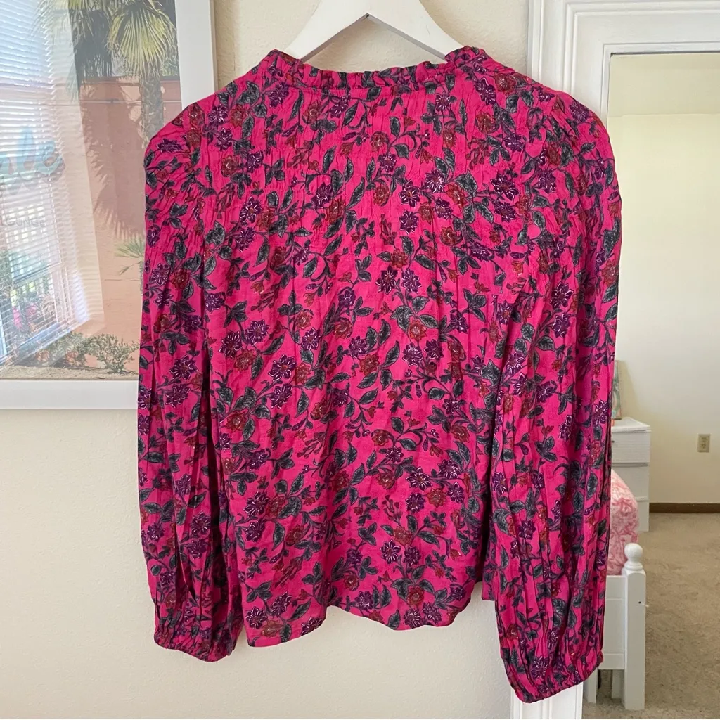 Anthropologie Maeve Calais Long Sleeve Floral Peasant Blouse Top in Size XS - Image 5