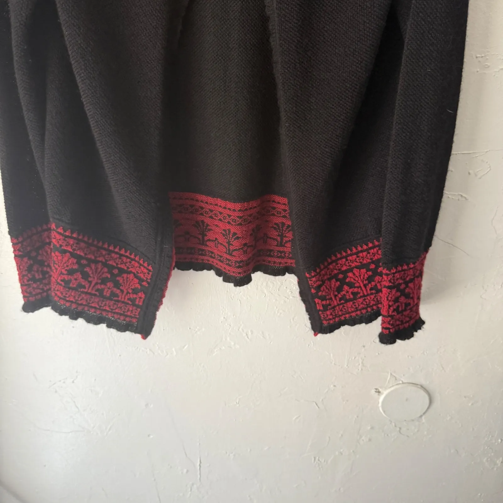 MFH Knits Black Red Baby Alpaca Cardigan Sweater Grunge Dark Academia Whimsigoth Size L - Image 4