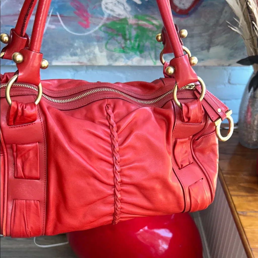 Salvatore Ferragamo Red Leather Shoulder Bag - Image 3