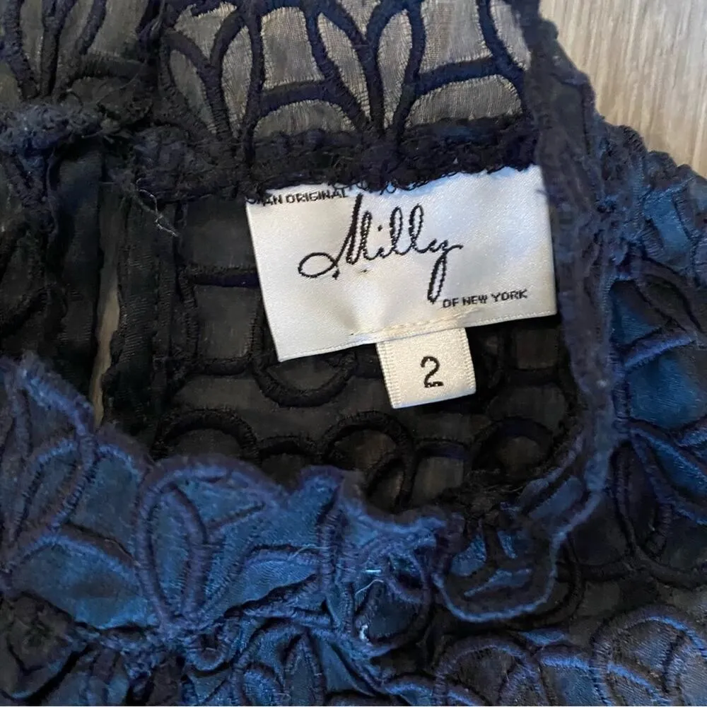 Milly Sheer Embroidered Black Dress - Image 5