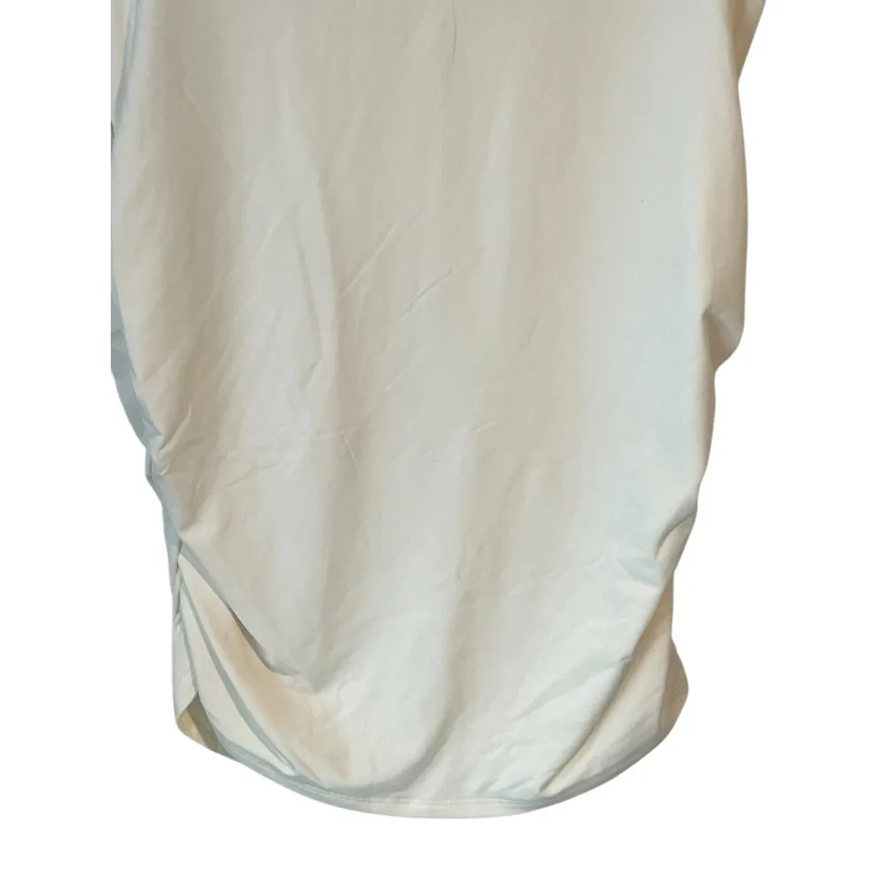 Intempo Blouse Womens XL Ivory Color Sleeveless Rouched Lightweight Silky Top White - Image 4