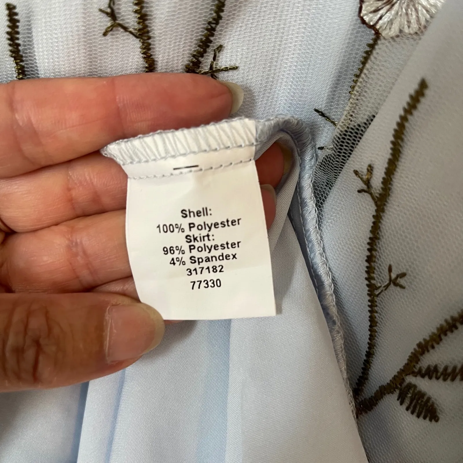 Women's Embroidered Dress and Sheer Cardigan Duster Set‎ Blue Floral Sleeve Size L - Image 6