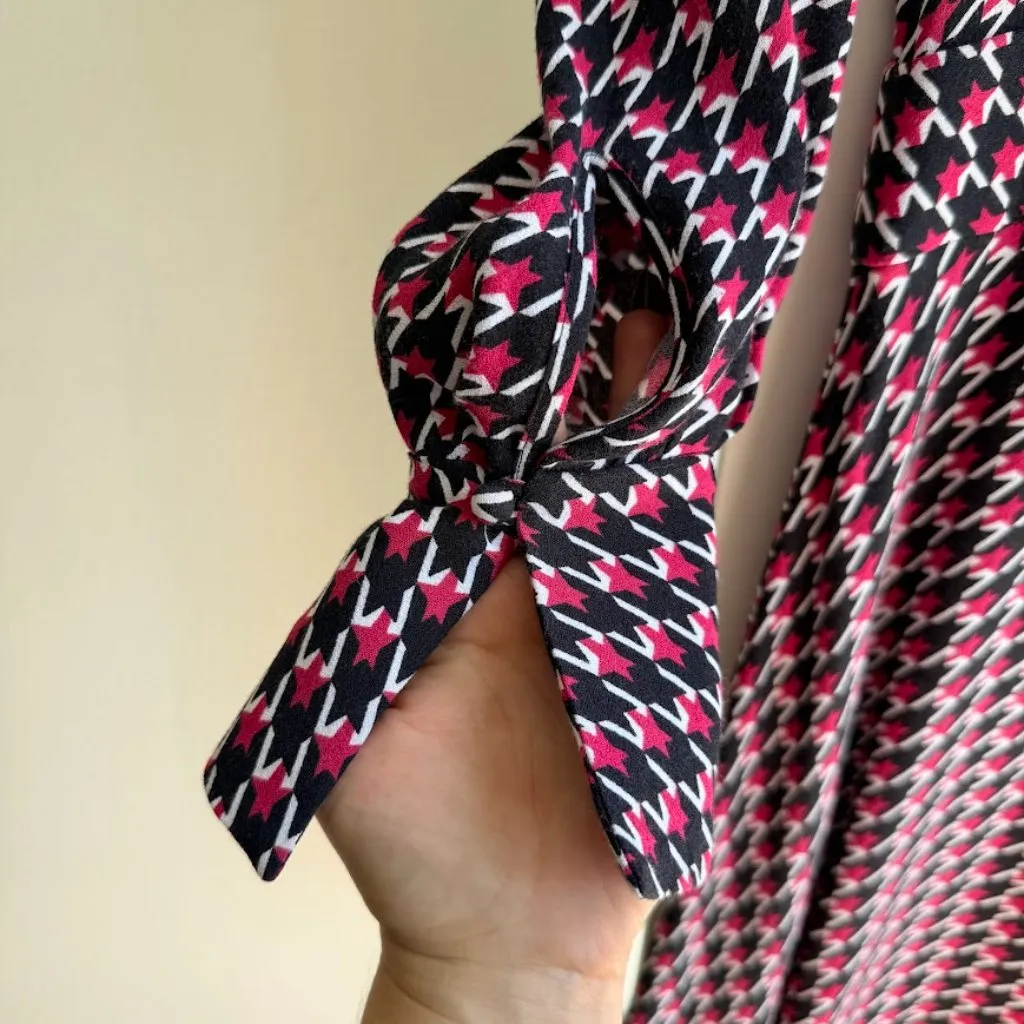 Equipment Magnolia Star Houndstooth Print Dropwaist Dress in Pink & Black size 0 - Image 6