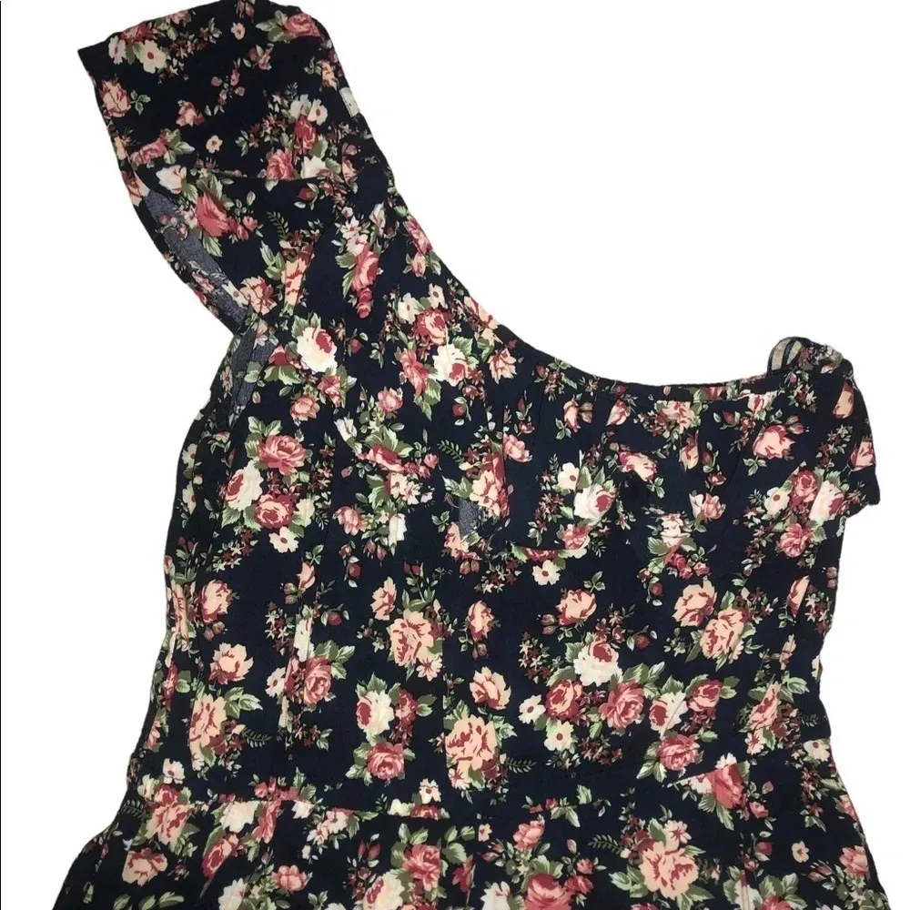 Vintage Y2K Floral Ruffle asymmetrical Mini dress cottacore boho western spring - Image 4