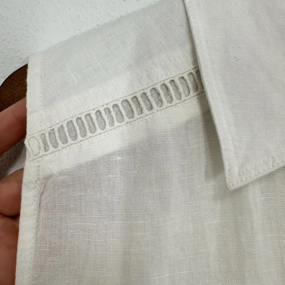 Chico's Women's Size XL 100% Linen White Collared Tunic Dress Lightweight Casual - Image 4