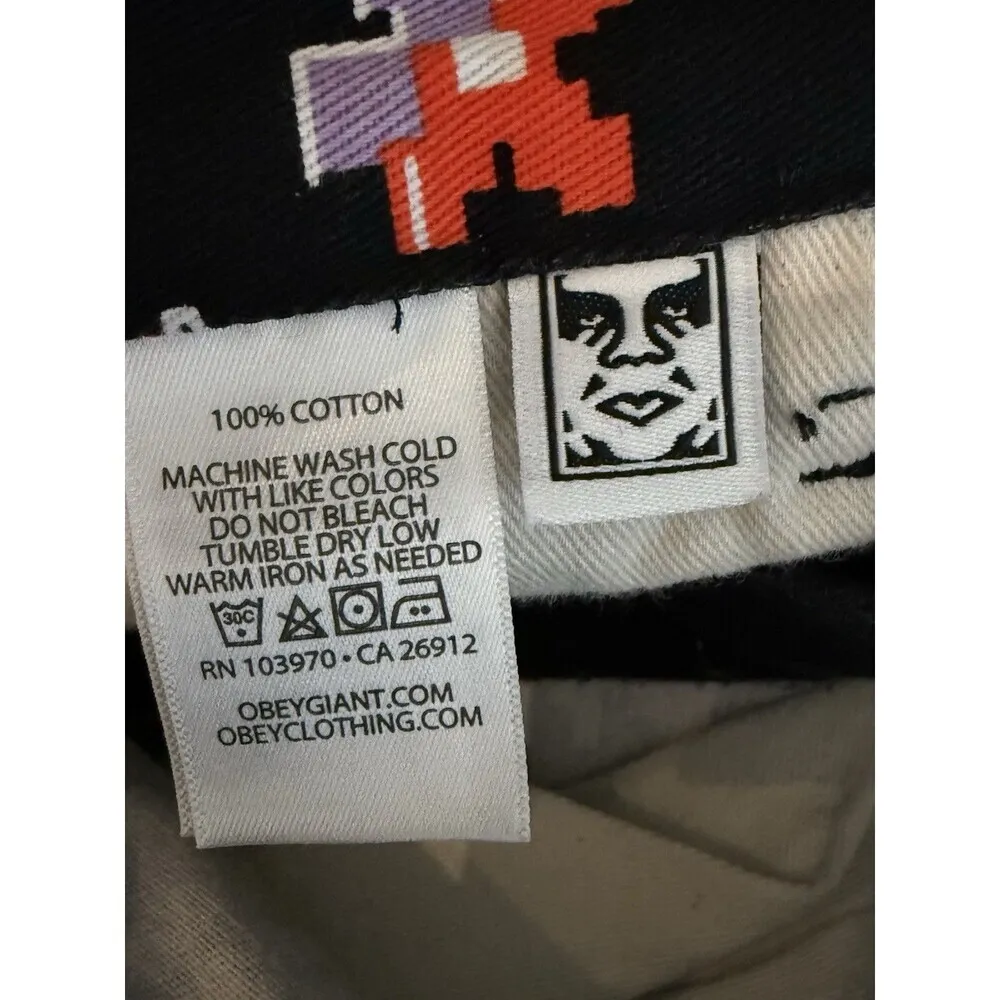 OBEY Womens  Pants Trousers Size 27 black casual Floral Relaxed Skater - Image 11