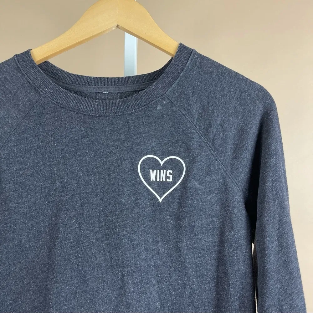 Women’s XS Love Wins Heart Graphic Vintage Crewneck Long Sleeve Sweatshirt - Image 4