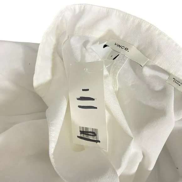 VINCE $295‎ Draped Puff Sleeve White Blouse 8 M - Image 10