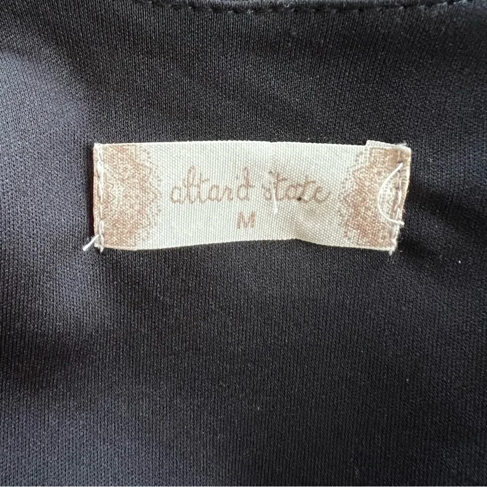 Altar’d State Dress Swiss Dot Mini Babydoll Black Floral Long Sleeve M Brunch - Image 14