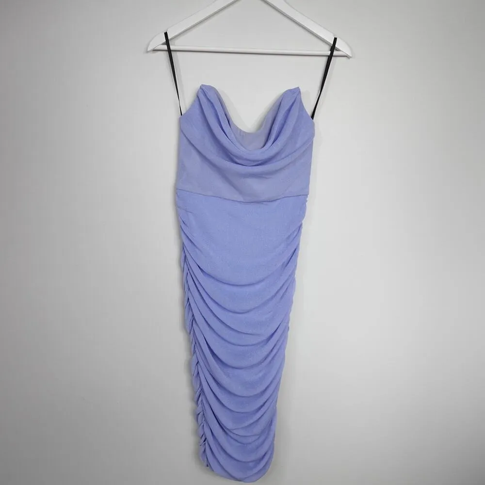 Michael Costello x Revolve India Periwinkle Blue Ruched Strapless Midi Dress - Image 5