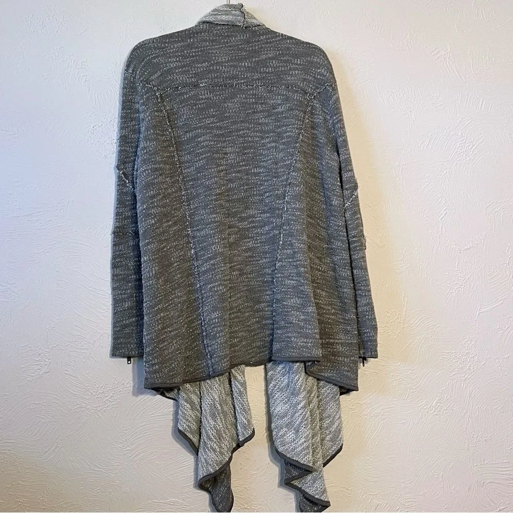 Free People In The Loop Cardigan Gray Waterfall French Terry Size L Boho - Image 3