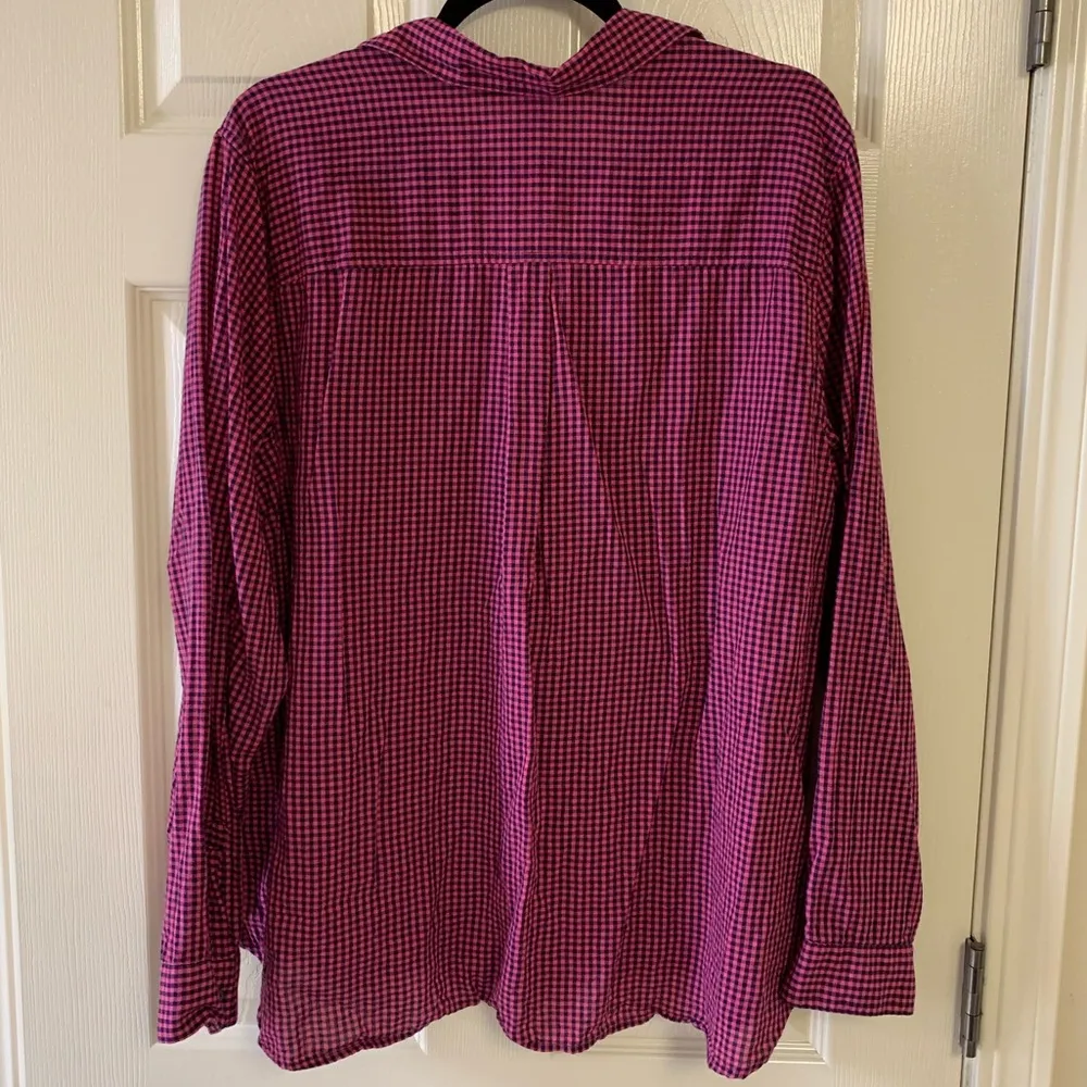 pink & navy gingham button up size XXL - Image 5