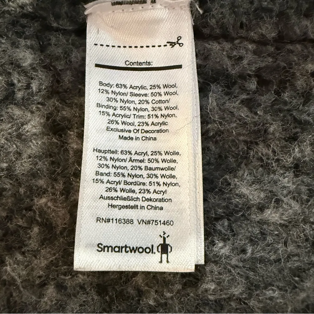 SMARTWOOL Chup Speren Wrap Sweater Open Front Cardigan Womens Small Gray/Black - Image 9