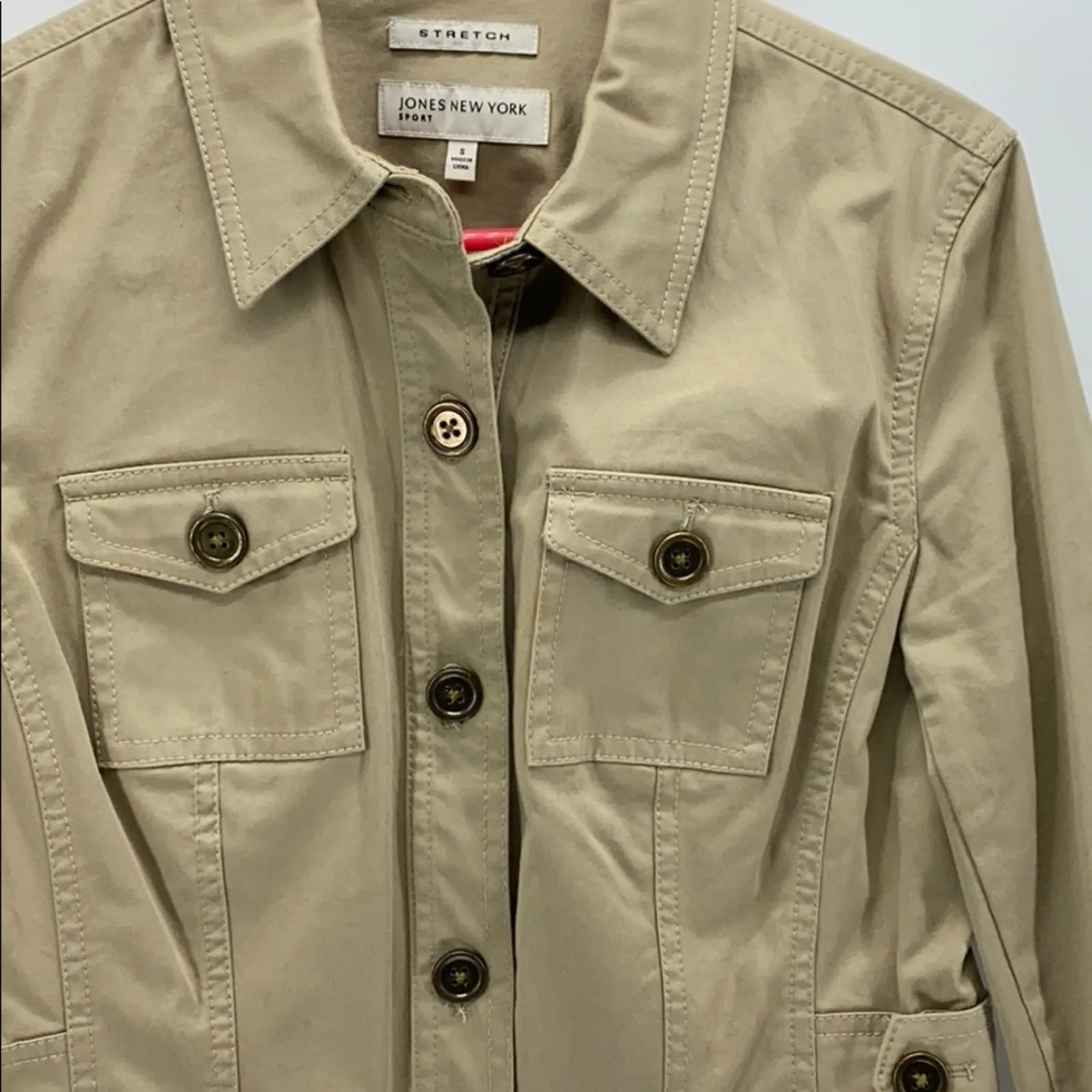 Jones New York utility jacket neutral minimalist casual closet staple Women's S - Image 4