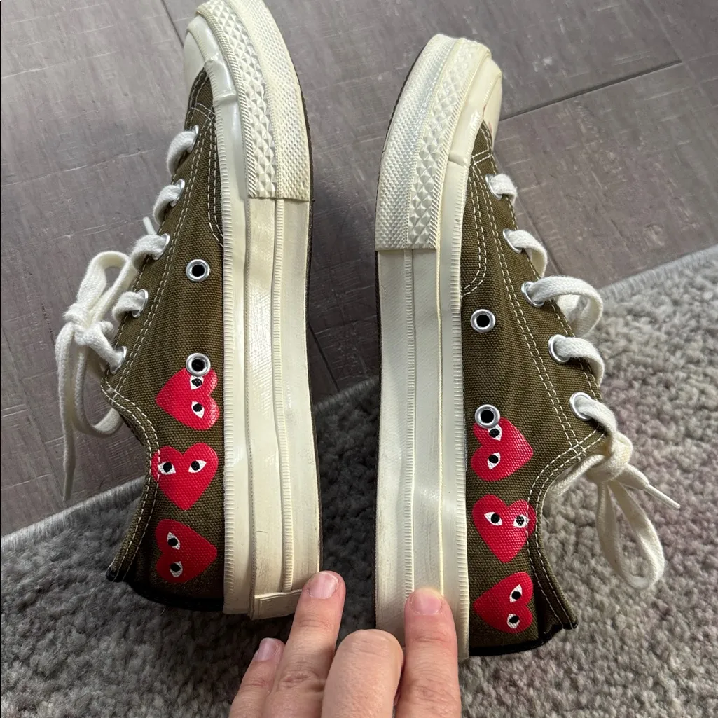 Converse Comme des Garçons Play x Chuck 70 Top Low Multi Heart Khaki Sneakers 6 - Image 6