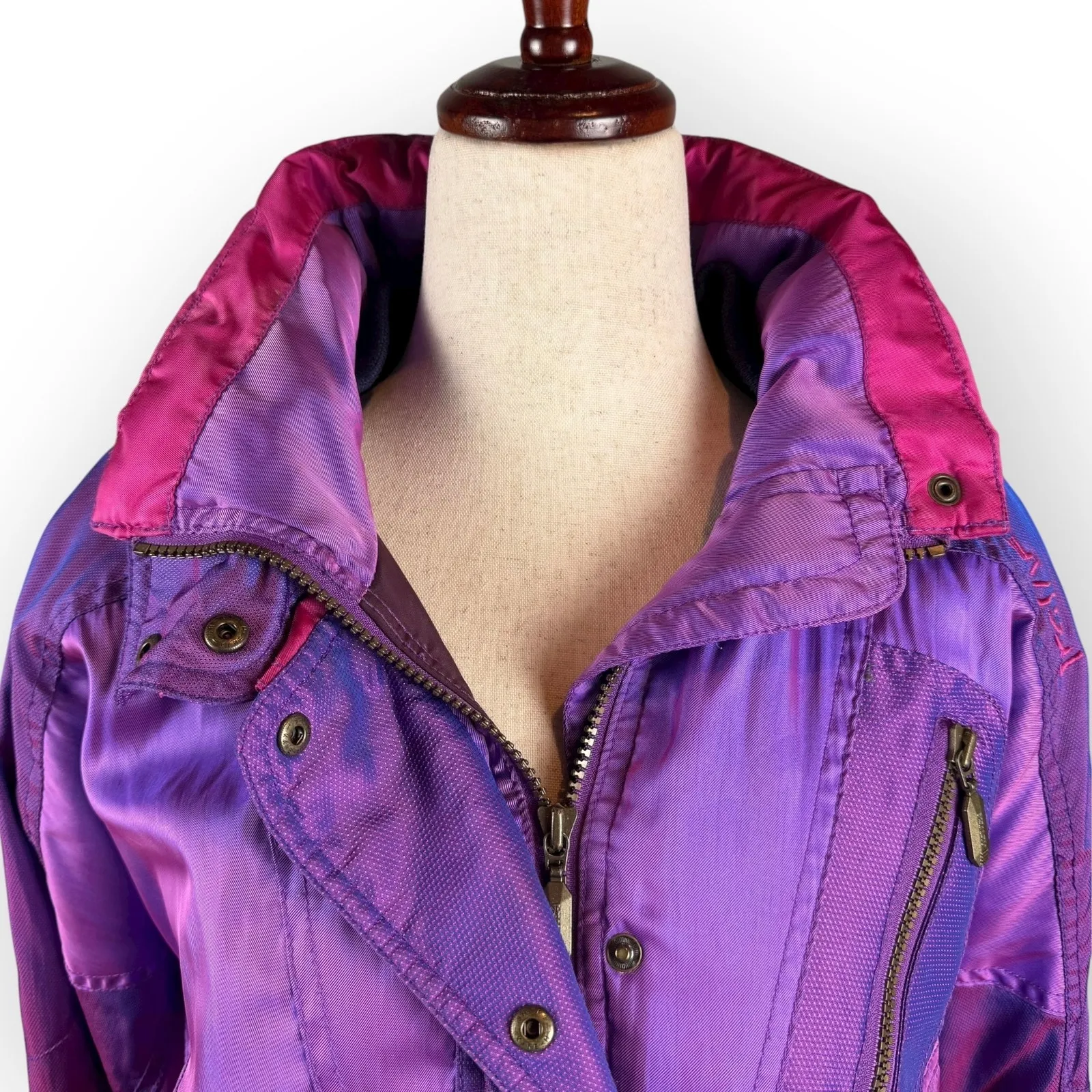 Vintage Oversized 90's Womens Purple Retro Snow Ski Coat Size 12 - Image 2