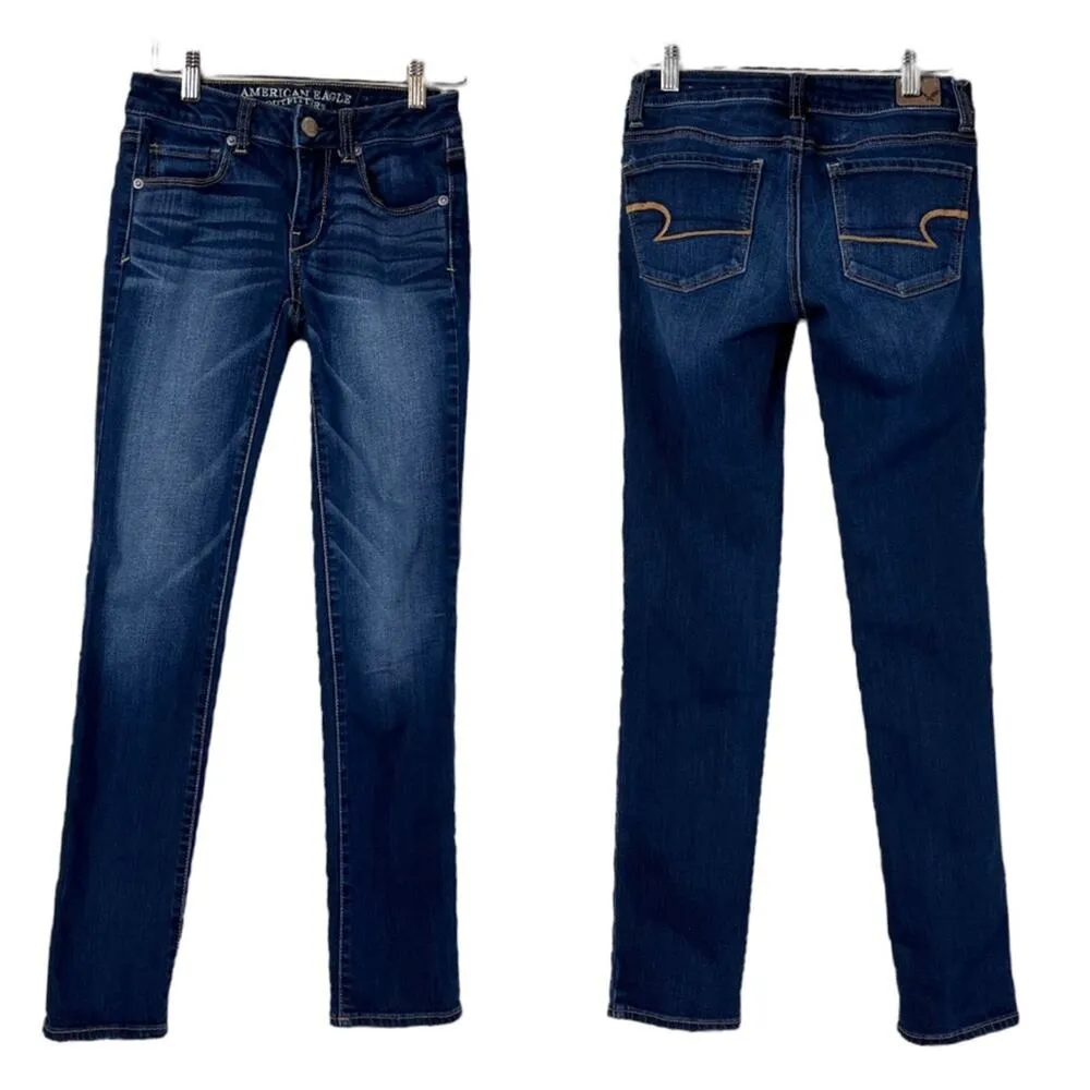 American Eagle Skinny Ankle Jeans Low Rise Medium Blue Women’s Stretch Size 0S - Image 6