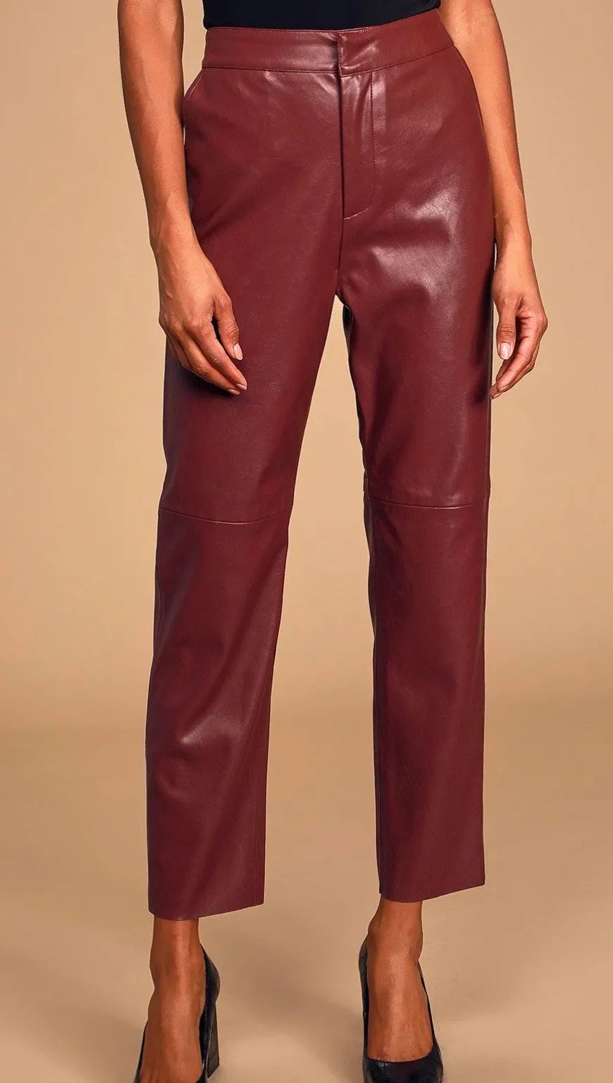 Lulus Burgundy Leather Pants - Image 2