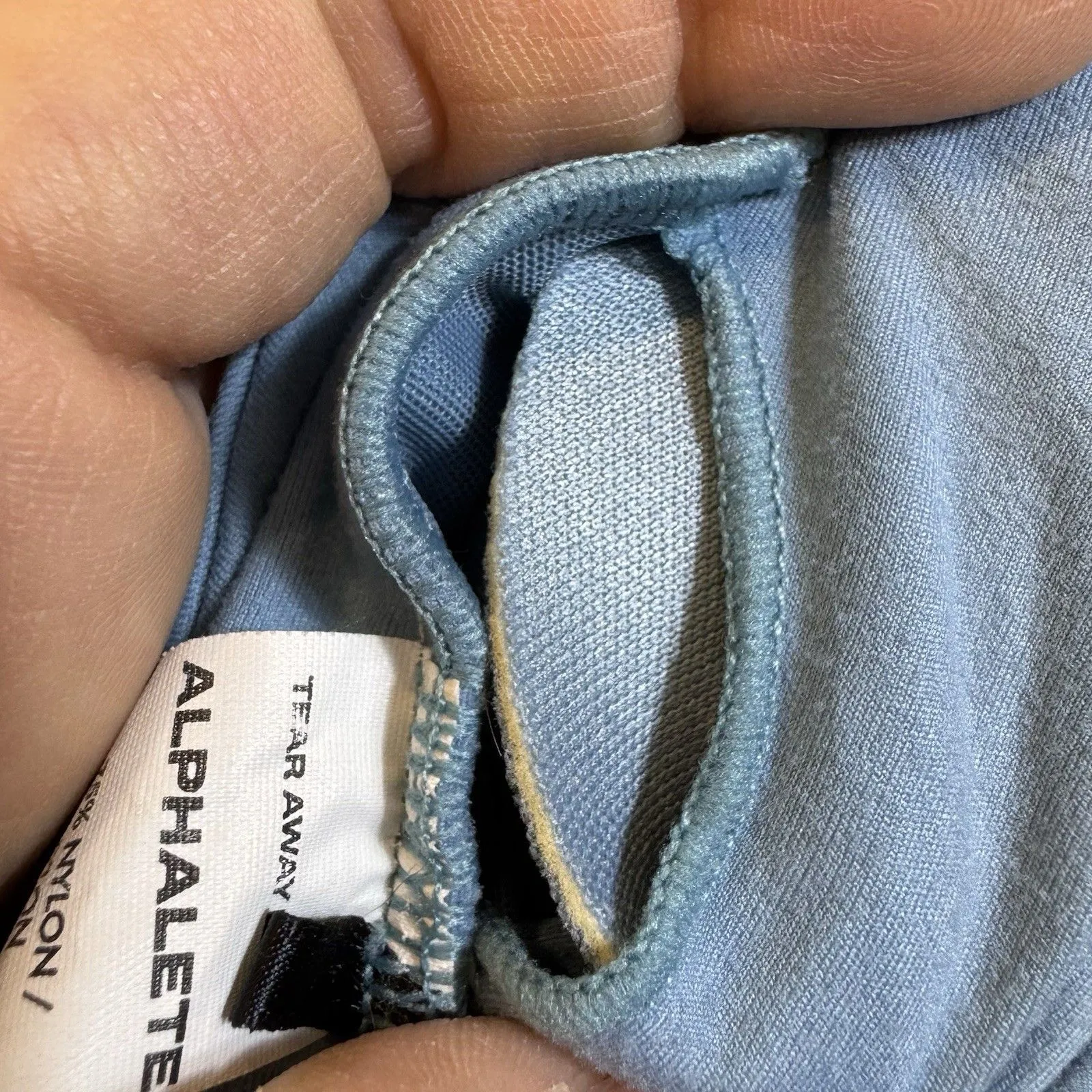 Alphalete Alphalux Sports Bra XS Blue Padded Racerback High Neck Gym Workout - Image 5