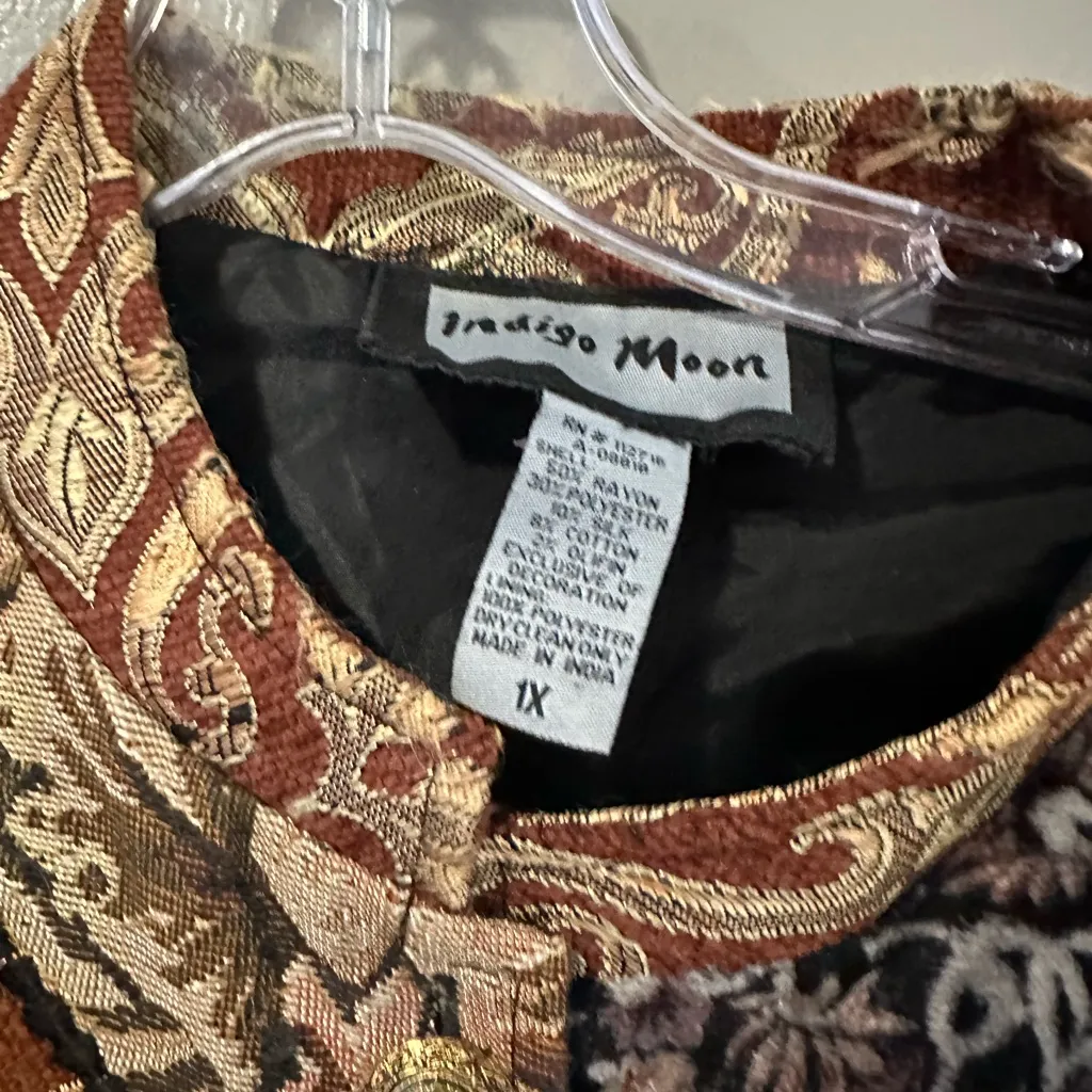 Patchwork Multicolor Jacket Indigo Moon VTG 1X Floral Quilted NWOT Purple - Image 2