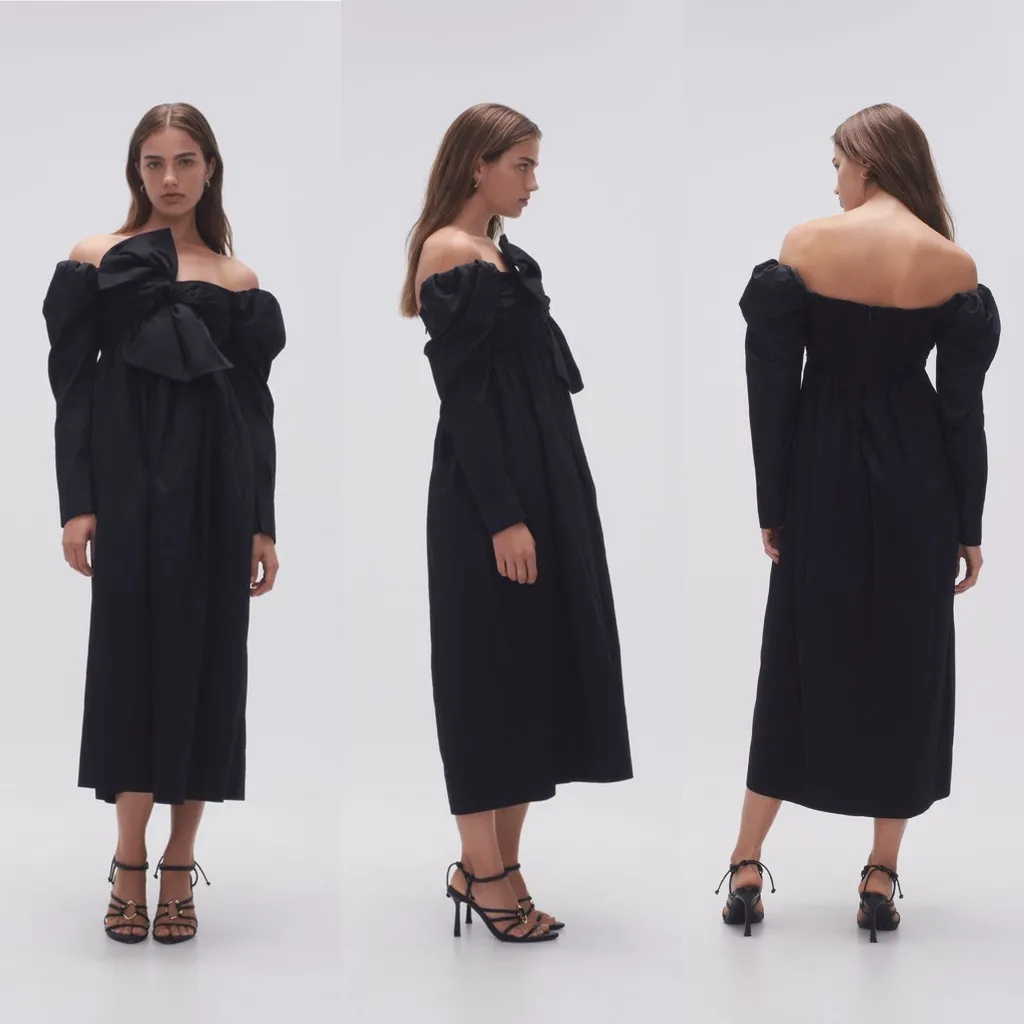 NWT Aje Black Valentina Cotton Poplin Bow - Image 3